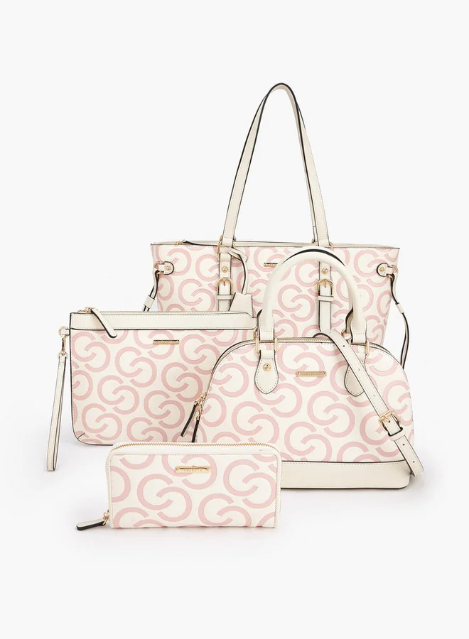 Celeste 4-Piece Tote Bag Set With Monogram Print